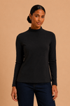 Blusa gola alta manga longa preto -1-